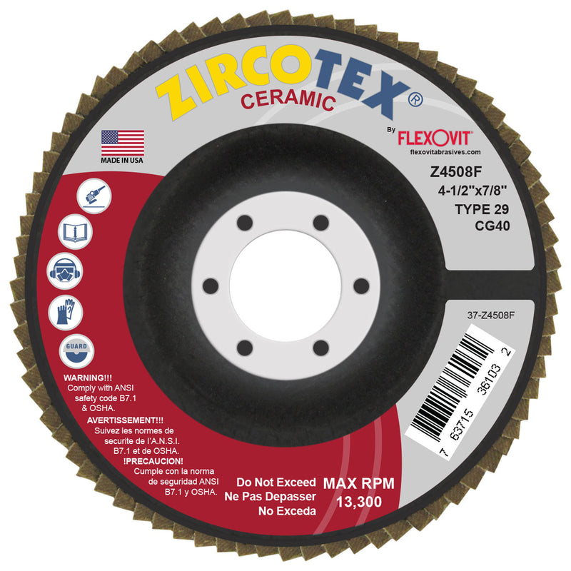 FlexOvit 4-1/2" X 7/8 40G Ceramic Flap disc